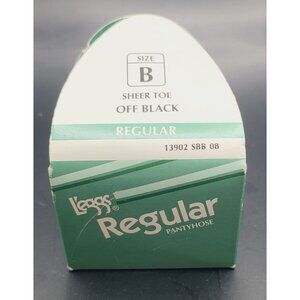 Leggs Regular Sheer Toe Off Black Pantyhose Size B Vintage 1992 Made in USA